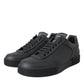 Black Miami Leather Low Top Sneakers Men Shoes