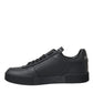 Black Miami Leather Low Top Sneakers Men Shoes