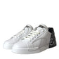 White Black Leather Logo Low Top Sneakers Shoes