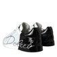 White Black Leather Logo Low Top Sneakers Shoes