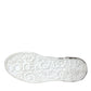 White Black Leather Logo Low Top Sneakers Shoes