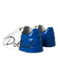 White Blue Leather Logo Low Top Sneakers Shoes
