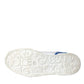 White Blue Leather Logo Low Top Sneakers Shoes
