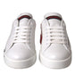 White Red Leather Logo Low Top Sneakers Shoes