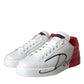 White Red Leather Logo Low Top Sneakers Shoes