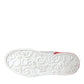 White Red Leather Logo Low Top Sneakers Shoes