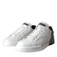 White Black Leather Logo Low Top Sneakers Shoes