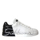 White Black Leather Logo Low Top Sneakers Shoes
