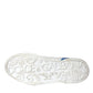 White Blue Leather Logo Low Top Sneakers Men Shoes