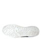 White Blue Leather Logo Low Top Sneakers Men Shoes