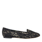 Black Floral Taormina Lace Loafer Flat Shoes