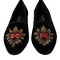 Black Velvet DG Heart Loafers Flats Shoes