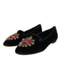Black Velvet DG Heart Loafers Flats Shoes