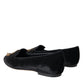 Black Velvet DG Heart Loafers Flats Shoes