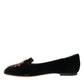 Black Velvet DG Heart Loafers Flats Shoes