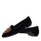 Black Velvet DG Heart Loafers Flats Shoes