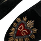 Black Velvet DG Heart Loafers Flats Shoes