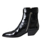 Black Logo Appliqué Leather Ankle Boots Shoes