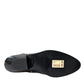 Black Logo Appliqué Leather Ankle Boots Shoes