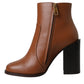 Brown Leather AMORE Heels Ankle Boots Shoes