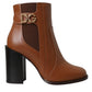 Brown Leather AMORE Heels Ankle Boots Shoes