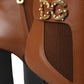Brown Leather AMORE Heels Ankle Boots Shoes