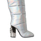 Silver Padded DG Logo Heels Boots Shoes