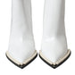 White Pearl Leather Pumps Heels Boots Shoes