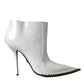 White Pearl Leather Pumps Heels Boots Shoes