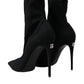Black Stiletto Heels Denim Ankle Boots Shoes
