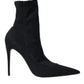 Black Stiletto Heels Denim Ankle Boots Shoes