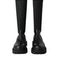 Black Leather Stretch Jersey Boots Shoes