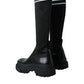 Black Leather Stretch Jersey Boots Shoes