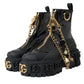 Black Rubber Embellished Trekking Boots Shoes