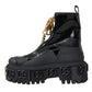 Black Rubber Embellished Trekking Boots Shoes