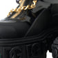 Black Rubber Embellished Trekking Boots Shoes