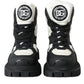 Black White Logo Padded Trekking Boots Shoes
