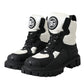 Black White Logo Padded Trekking Boots Shoes