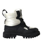 Black White Logo Padded Trekking Boots Shoes