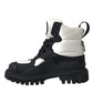 Black White Logo Padded Trekking Boots Shoes