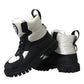 Black White Logo Padded Trekking Boots Shoes