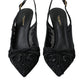 Black Tulle Ricamo Heels Slingbacks Shoes