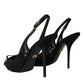 Black Tulle Ricamo Heels Slingbacks Shoes