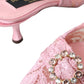 Pink Taormina Lace Crystal Heel Slingbacks Shoes