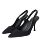 Black Crystal Charmeuse Slingbacks Shoes