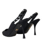 Black Crystal Charmeuse Slingbacks Shoes