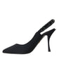 Black Crystal Charmeuse Slingbacks Shoes