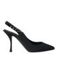 Black Crystal Charmeuse Slingbacks Shoes