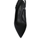 Black Crystal Charmeuse Slingbacks Shoes