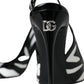 Black White Zebra Leather Slingback Shoes
